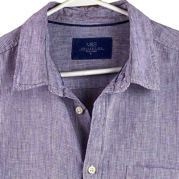 M&S Collection 100% Linen Short Sleeve Button Front Shirt Size XL - Picture 2 of 7